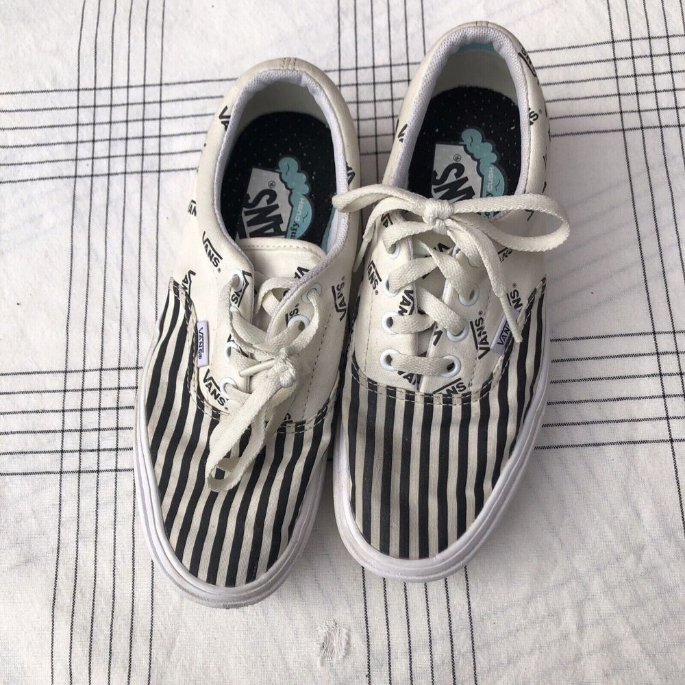 Vans ComfyCush Era Black White Striped Marshmallow Skate Shoe Men's 4.5 Women 6 - Picture 2 of 10